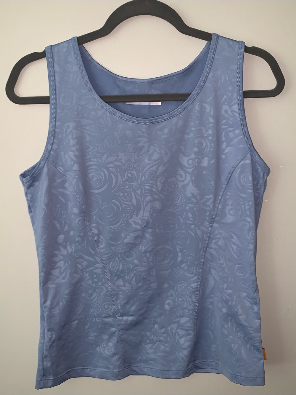 Lucy Blue Floral Jacquard Scoop Neck Tank